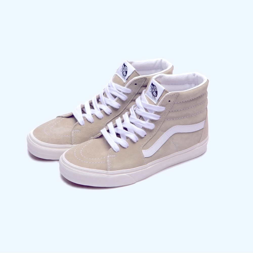 Old School Heiq Eco Dry Beige Suede hi-top vans. Men’s US 5 Woman’s 6.5 . Sk8